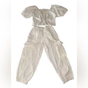 Zara Cream Eyelet Jumpsuit Set